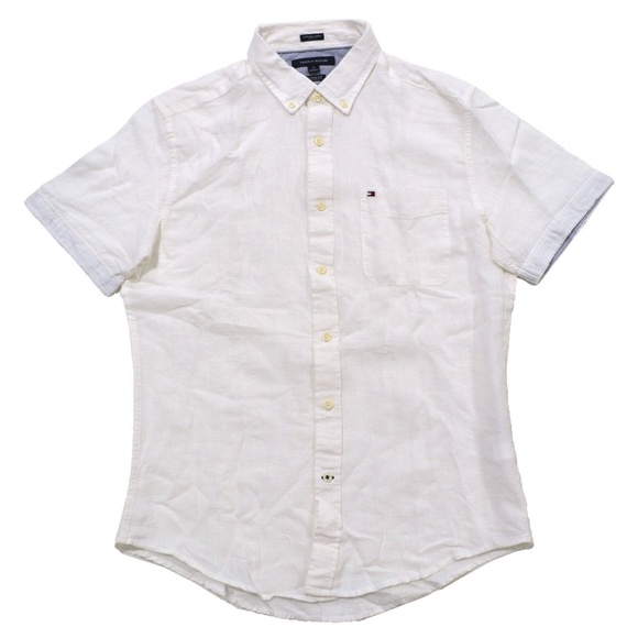 tommy hilfiger linen short sleeve shirt